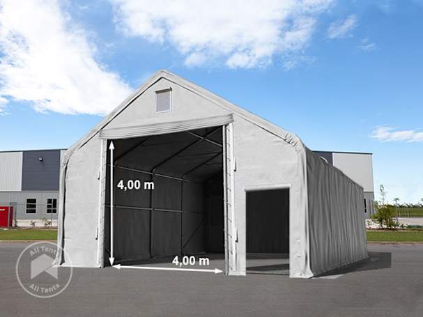 10x12m 4x4m Drive Through Industrial Tent, PRIMEtex 2300, grey with statics package (soft ground anchors)