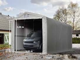 4x8m 3.35m Sides Carport Tent / Portable Garage, 3.5x3.5m Drive Through, PVC 850, grey without statics package