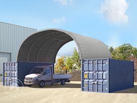8x6m container shelter, PRIMEtex-PVC, grey, incl. statics package
