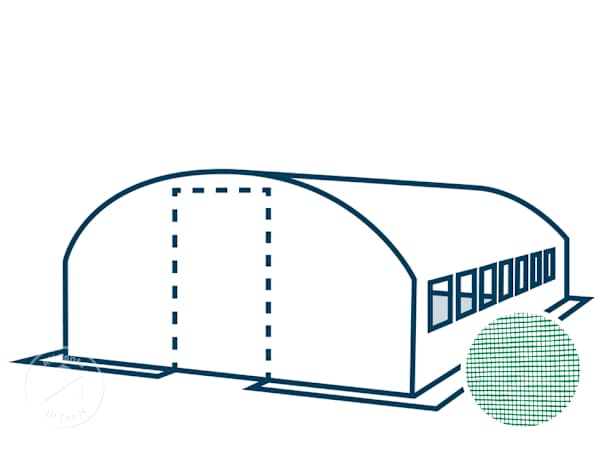 Replacement roof for BASIC polytunnel greenhouse, size 4 x 8 m, green