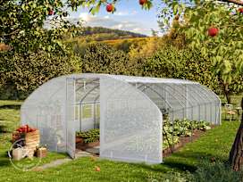 4x8m polytunnel greenhouse, PE, white