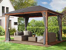 Garden gazebo Forest Superior 3x4m, loft grey with oak finish