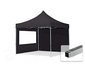 3x3m PES 700 Pop up gazebo ECONOMY Aluminium 32 mm, incl. 2 side panels with Panorama Windows, black 3x3m PES 700 Pop up gazebo ECONOMY Aluminium 32 mm, incl. 2 side panels with Panorama Windows, black