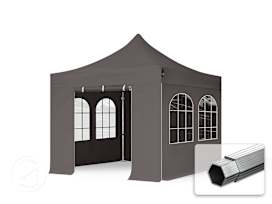 3x3m PES 800 Pop Up Gazebo PROFESSIONAL Aluminium 40 mm, incl. 4 side panels with Windows, dark grey 3x3m PES 800 Pop Up Gazebo PROFESSIONAL Aluminium 40 mm, incl. 4 side panels with Windows, dark grey