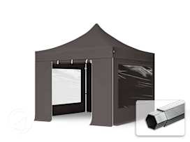 3x3m PES 800 Pop up gazebo PROFESSIONAL Aluminium 40 mm, incl. 4 side panels with Panorama Windows, dark grey 3x3m PES 800 Pop up gazebo PROFESSIONAL Aluminium 40 mm, incl. 4 side panels with Panorama Windows, dark grey