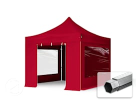 3x3m PES 800 Pop Up Gazebo PROFESSIONAL Aluminium 40 mm, incl. 4 side panels with Panorama Windows, red 3x3m PES 800 Pop Up Gazebo PROFESSIONAL Aluminium 40 mm, incl. 4 side panels with Panorama Windows, red