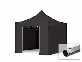 3x3m PVC 850 Pop Up Gazebo PROFESSIONAL Aluminium 40 mm, incl. Sidewalls, black 3x3m PVC 850 Pop Up Gazebo PROFESSIONAL Aluminium 40 mm, incl. Sidewalls, black