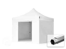 3x3m PVC 850 Pop Up Gazebo PROFESSIONAL Aluminium 40 mm, incl. Sidewalls, white