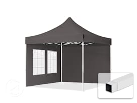 3x3m PES 700 Pop up gazebo ECONOMY Steel 30 mm, incl. 2 side panels with Windows, dark grey 3x3m PES 700 Pop up gazebo ECONOMY Steel 30 mm, incl. 2 side panels with Windows, dark grey