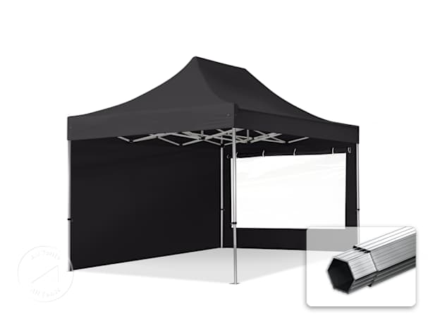 3x4.5m PES 800 Pop Up Gazebo PROFESSIONAL Aluminium 40 mm, incl. 2 side panels with Panorama Windows, black