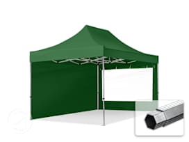 3x4.5m PES 800 Pop Up Gazebo PROFESSIONAL Aluminium 40 mm, incl. 2 side panels with Panorama Windows, dark green 3x4.5m PES 800 Pop Up Gazebo PROFESSIONAL Aluminium 40 mm, incl. 2 side panels with Panorama Windows, dark green