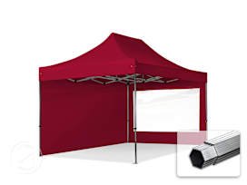 3x4.5m PES 800 Pop Up Gazebo PROFESSIONAL Aluminium 40 mm, incl. 2 side panels with Panorama Windows, red 3x4.5m PES 800 Pop Up Gazebo PROFESSIONAL Aluminium 40 mm, incl. 2 side panels with Panorama Windows, red