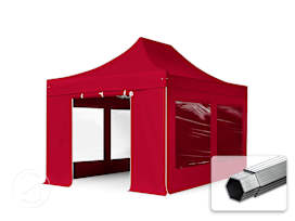 3x4.5m PES 800 Pop Up Gazebo PROFESSIONAL Aluminium 40 mm, incl. 4 side panels with Panorama Windows, red 3x4.5m PES 800 Pop Up Gazebo PROFESSIONAL Aluminium 40 mm, incl. 4 side panels with Panorama Windows, red