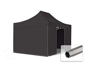 3x4.5 m PVC 800 Pop Up Gazebo PREMIUM Steel 40 mm, incl. Sidewalls, black