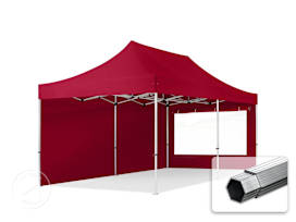 3x6m PES 800 Pop Up Gazebo PROFESSIONAL Aluminium 40 mm, incl. Sidewalls with Panorama Windows, red