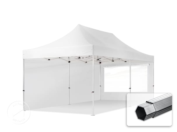 3x6m PES 800 Pop Up Gazebo PROFESSIONAL Aluminium 40 mm, incl. 2 side panels with Panorama Windows, white 3x6m PES 800 Pop Up Gazebo PROFESSIONAL Aluminium 40 mm, incl. 2 side panels with Panorama Windows, white