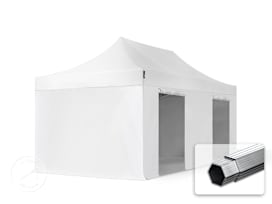 3x6m PVC 850 Pop Up Gazebo PROFESSIONAL Aluminium 40 mm, incl. 4 side panels, white 3x6m PVC 850 Pop Up Gazebo PROFESSIONAL Aluminium 40 mm, incl. 4 side panels, white