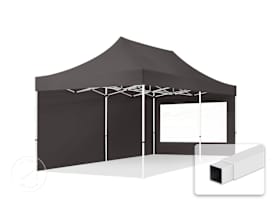 3x6m PES 700 Pop up gazebo ECONOMY Steel 30 mm, incl. Sidewalls with Panorama Windows, dark grey