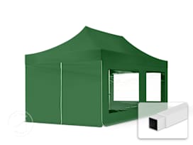 3x6m PES 700 Pop up gazebo ECONOMY Steel 30 mm, incl. 4 side panels with Panorama Windows, dark green 3x6m PES 700 Pop up gazebo ECONOMY Steel 30 mm, incl. 4 side panels with Panorama Windows, dark green