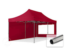 3x6m PES 750 Pop Up Gazebo PREMIUM Steel 40 mm, incl. 2 side panels with Panorama Windows, red 3x6m PES 750 Pop Up Gazebo PREMIUM Steel 40 mm, incl. 2 side panels with Panorama Windows, red