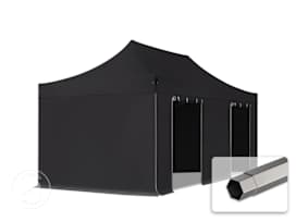 3x6 m PVC 800 Pop Up Gazebo PREMIUM Steel 40 mm, incl. 4 side panels, black 3x6 m PVC 800 Pop Up Gazebo PREMIUM Steel 40 mm, incl. 4 side panels, black