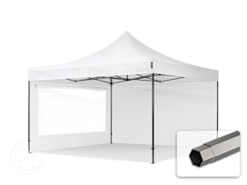 4x4m PES 750 Pop Up Gazebo PREMIUM Steel 40 mm, incl. 2 side panels with Panorama Windows, white 4x4m PES 750 Pop Up Gazebo PREMIUM Steel 40 mm, incl. 2 side panels with Panorama Windows, white