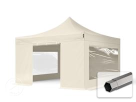 4x4m PES 750 Pop Up Gazebo PREMIUM Steel 40 mm, incl. Sidewalls with Panorama Windows, cream 4x4m PES 750 Pop Up Gazebo PREMIUM Steel 40 mm, incl. Sidewalls with Panorama Windows, cream
