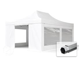 4x6m PVC 850 Pop Up Gazebo PROFESSIONAL Aluminium 50 mm, incl. 4 side panels with Panorama Windows, white
