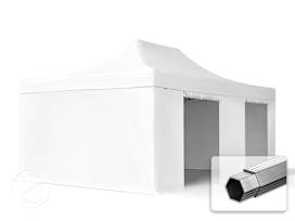 4x6m PVC 850 Pop Up Gazebo PROFESSIONAL Aluminium 50 mm, incl. 4 side panels, white 4x6m PVC 850 Pop Up Gazebo PROFESSIONAL Aluminium 50 mm, incl. 4 side panels, white