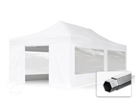 4x8m PVC 850 Pop Up Gazebo PROFESSIONAL Aluminium 50 mm, incl. 4 side panels with Panorama Windows, white 4x8m PVC 850 Pop Up Gazebo PROFESSIONAL Aluminium 50 mm, incl. 4 side panels with Panorama Windows, white