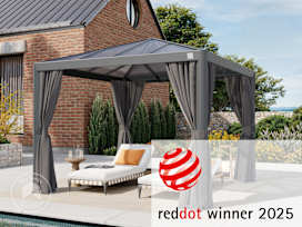 3x3m garden gazebo, Hardtop, 4 sides, loft grey 3x3m garden gazebo, Hardtop, 4 sides, loft grey