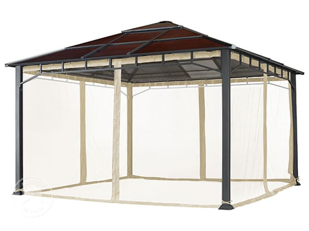 Mosquito net (4-piece) for garden gazebo  Sunset Deluxe, 4x4m, champagne