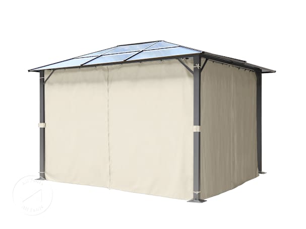 Gazebo curtains (4-piece set) for garden gazebo Moonlight Deluxe, 3x3.65m, cream