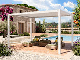 3x4m Pergola, louvered roof, white 3x4m Pergola, louvered roof, white