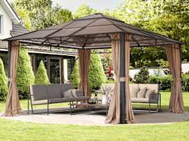Garden Gazebo Hardtop Rendezvous Deluxe cappuccino, 4x4m