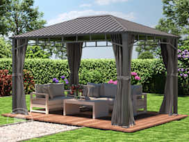 Garden Gazebo Hardtop Sunset Superior, 3x4m, loft grey