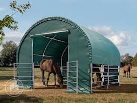Animal field shelter 4x4m, dark green, soft ground anchors