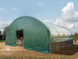10x10m farm storage tent, dark green, soft ground anchors