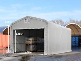 5x8m 2.6m Sides Commercial Storage Shelter, 4.1x2.5m Drive Through, PVC 850, grey without statics package