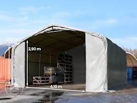 6x6m 2.6m Sides Commercial Storage Shelter, 4.1x2.9m Drive Through, PVC 850, grey without statics package
