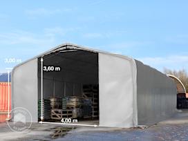 8x12m 3m Sides Commercial Storage Shelter, 4x3.6m Drive Through, PVC 850, grey without statics package