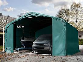 6x6m 2.6m Sides Carport Tent / Portable Garage, 4.1x2.9m Drive Through, PRIMEtex 2300, dark green without statics package