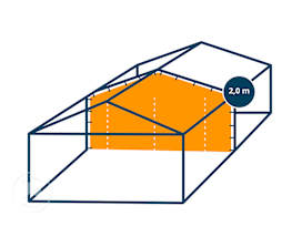 Separation Wall for 5m wide Tents (2m Side Height), 3 Zippers, white