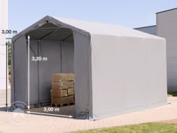 Carpa industrial 4x6 m - altura lateral de 3,0 m con puerta con cremallera, PVC 550