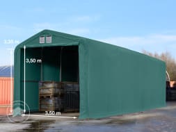 Carpa industrial 4x16 m con entrada 3,5x3,5 m, PVC ignífugo 720