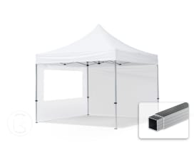 3x3 m Carpa plegable, ECONOMY aluminio 32mm, laterales con ventanas panorámicas, blanco