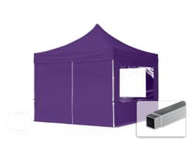 3x3 m Carpa plegable, ECONOMY aluminio 32mm, 4 laterales incl. con ventanas panorámicas, lila