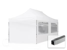 3x6 m Carpa plegable, ECONOMY aluminio 32mm, 4 laterales incl. con ventanas panorámicas, blanco