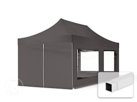 3x6 m Carpa plegable, ECONOMY acero 30mm, 4 laterales incl. con ventanas panorámicas, gris oscuro 3x6 m Carpa plegable, ECONOMY acero 30mm, 4 laterales incl. con ventanas panorámicas, gris oscuro