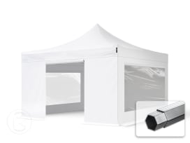 4x4 m Carpa plegable, PROFESSIONAL aluminio 40mm, laterales con ventanas panorámicas, blanco 4x4 m Carpa plegable, PROFESSIONAL aluminio 40mm, laterales con ventanas panorámicas, blanco